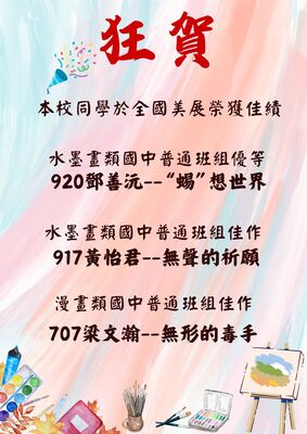~~本校同學參加114學年度全國美術比賽榮獲佳績~~圖片