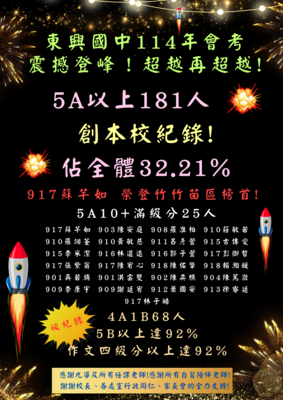 東興國中114年會考 震撼登峰！超越再超越!圖片
